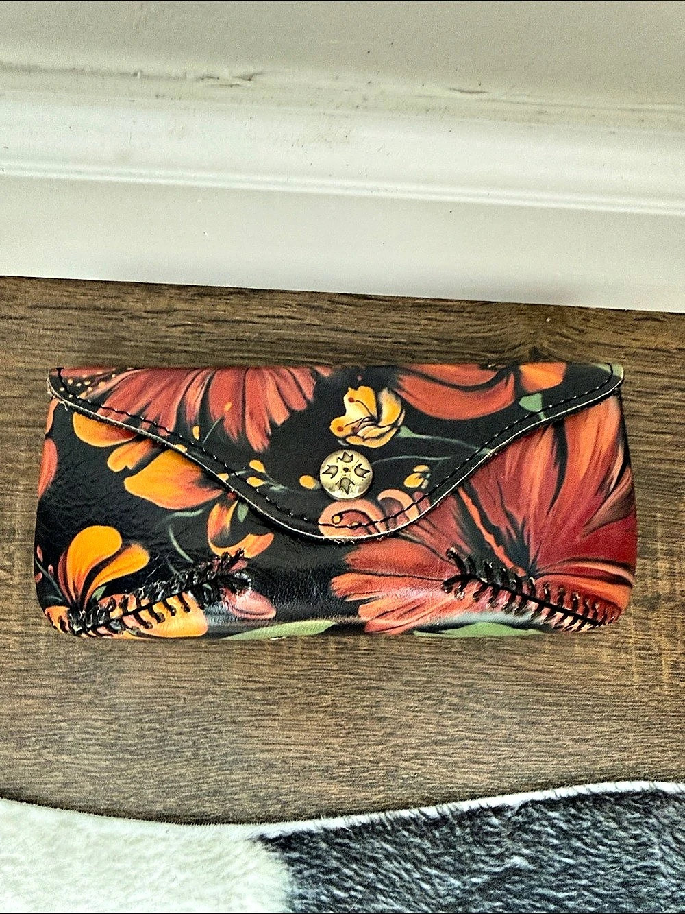 Patricia Nash Eyeglass Case Floral Black & Red